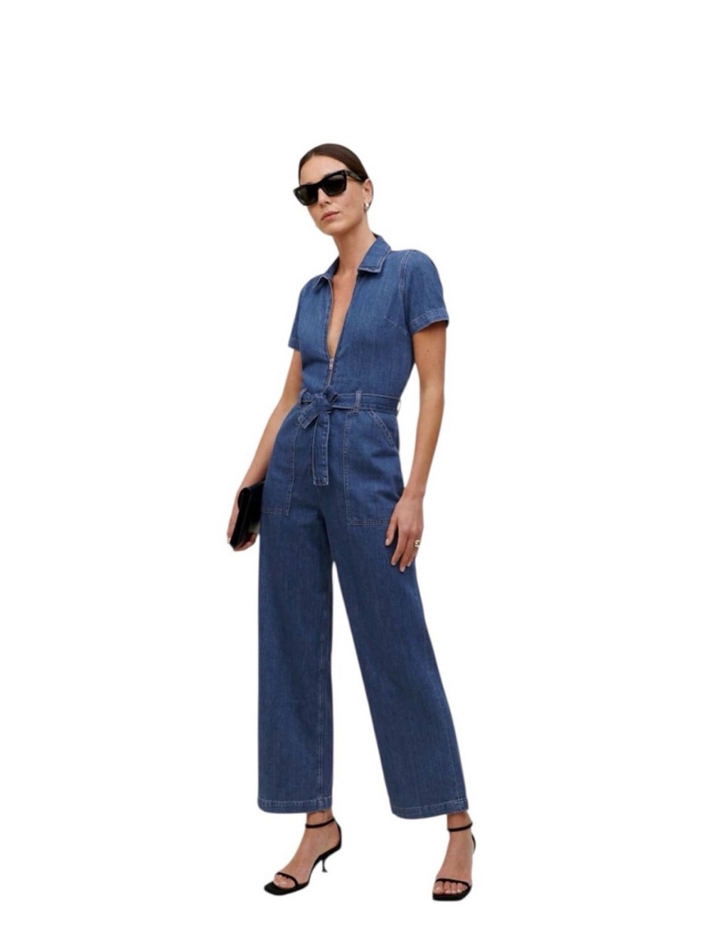 Reformation Cassidy Denim Jumpsuit Size 8